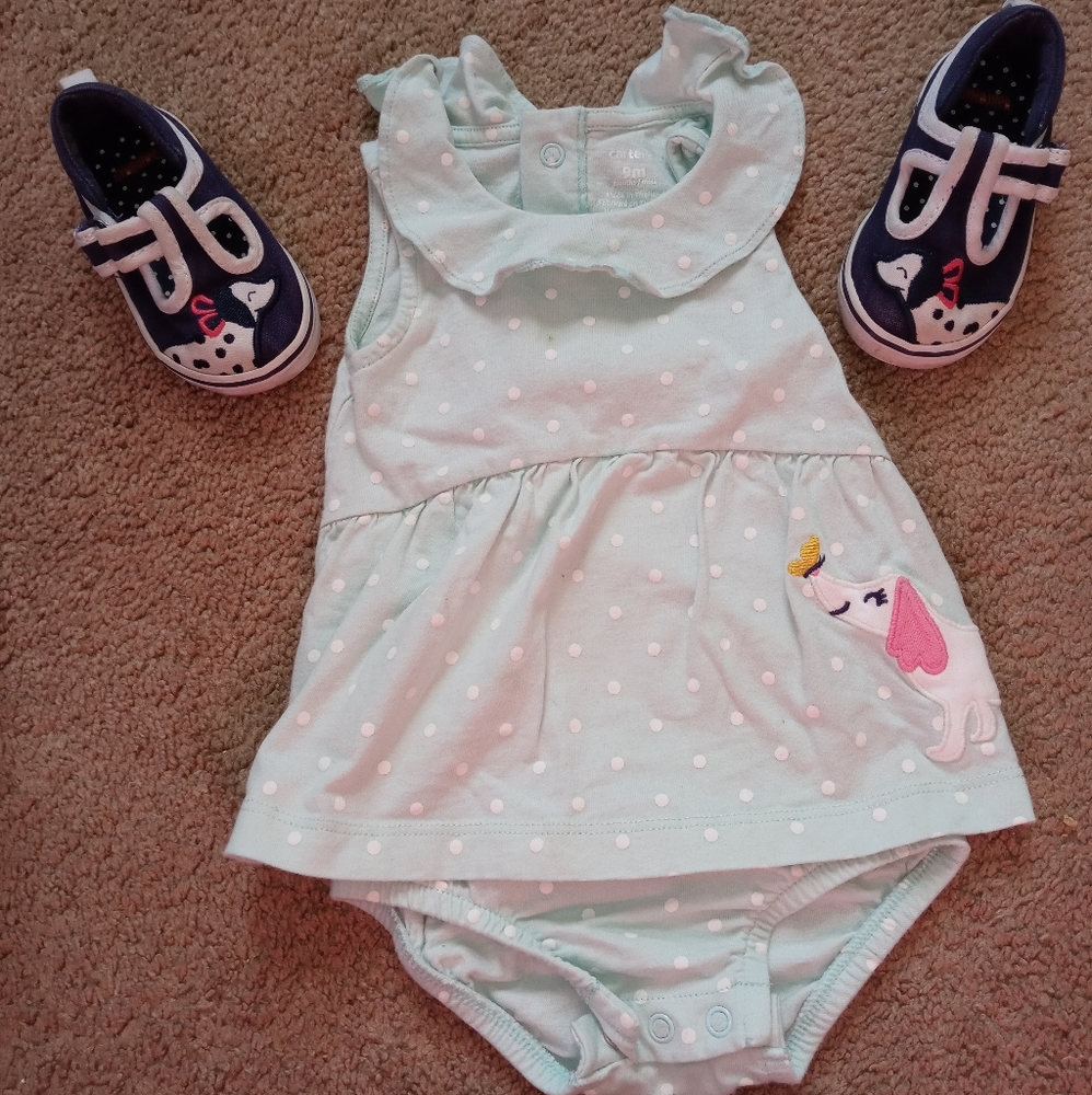 Weiner dog set- shoes and romper